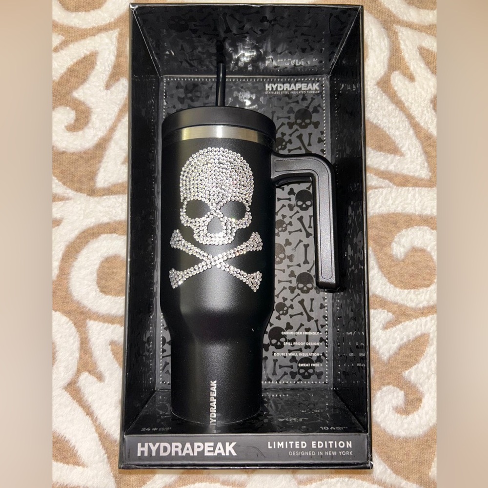 Hydrapeak Voyager 40oz BLING Skull Black Tumbler Limited EdItion NEW IN BOX